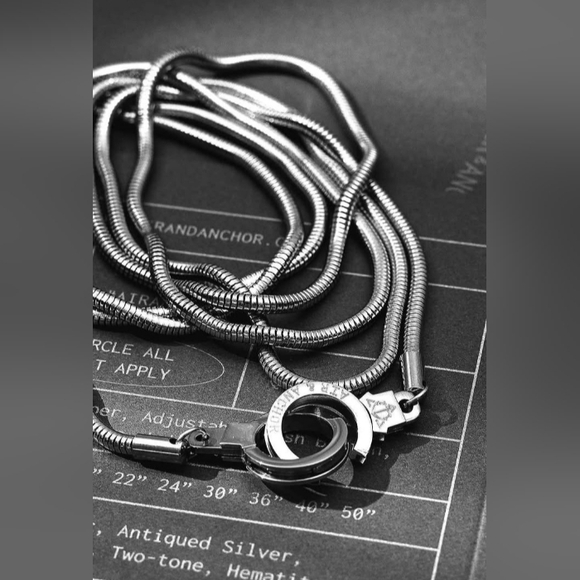 Air & Anchor Stainless Steel Cuffkeeper Necklace with Triangular Crystal Pendant - Picture 6 of 7